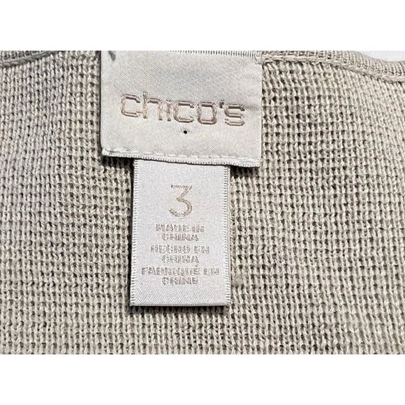 Sz 3 CHICO'S Embellished Beaded 3/4 Sleeve Moroccan Leaf Print Cardigan Sweater - Picture 9 of 11